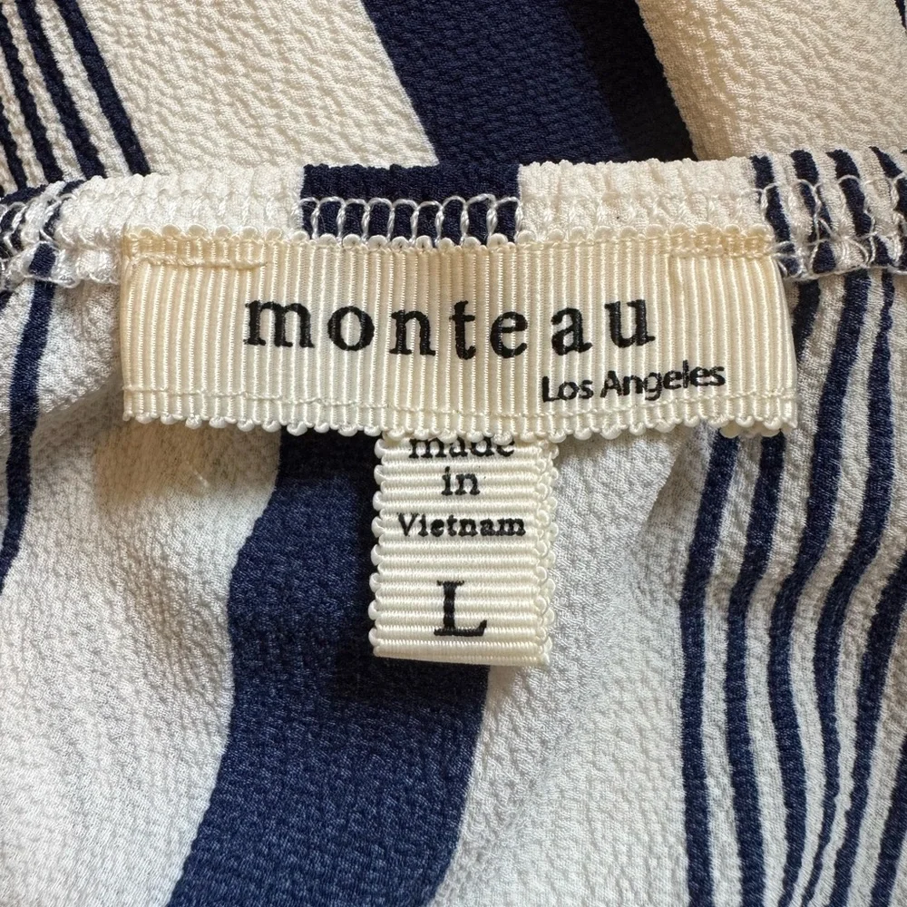 Monteu Striped Navy White Sleeveless Dress Size  juniors large adjustable strap - Picture 11 of 12